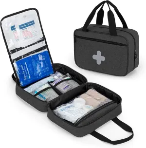 CURMIO Small First Aid Bag, Empty Emergency Trauma Kit Organizer bag for Hiking, Camping, Car, Travel, Home and Outdoor, Black, BAG ONLY, Patent Pending