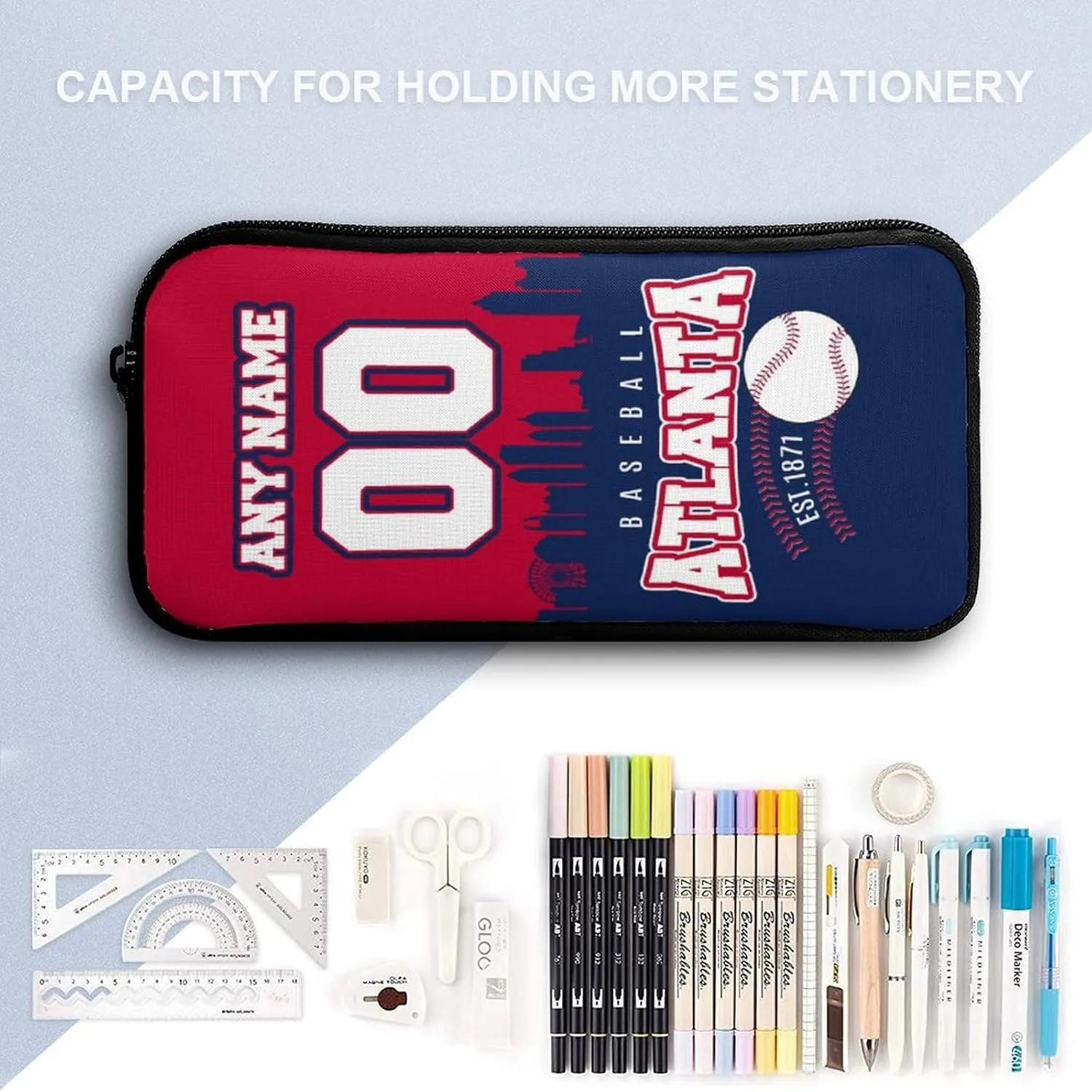 Custom Atlanta Backpack 3PCS 17 Inch Baseball Laptop Bag Lunch Bag Pencil Case Gifts for Boy Girl Men Women