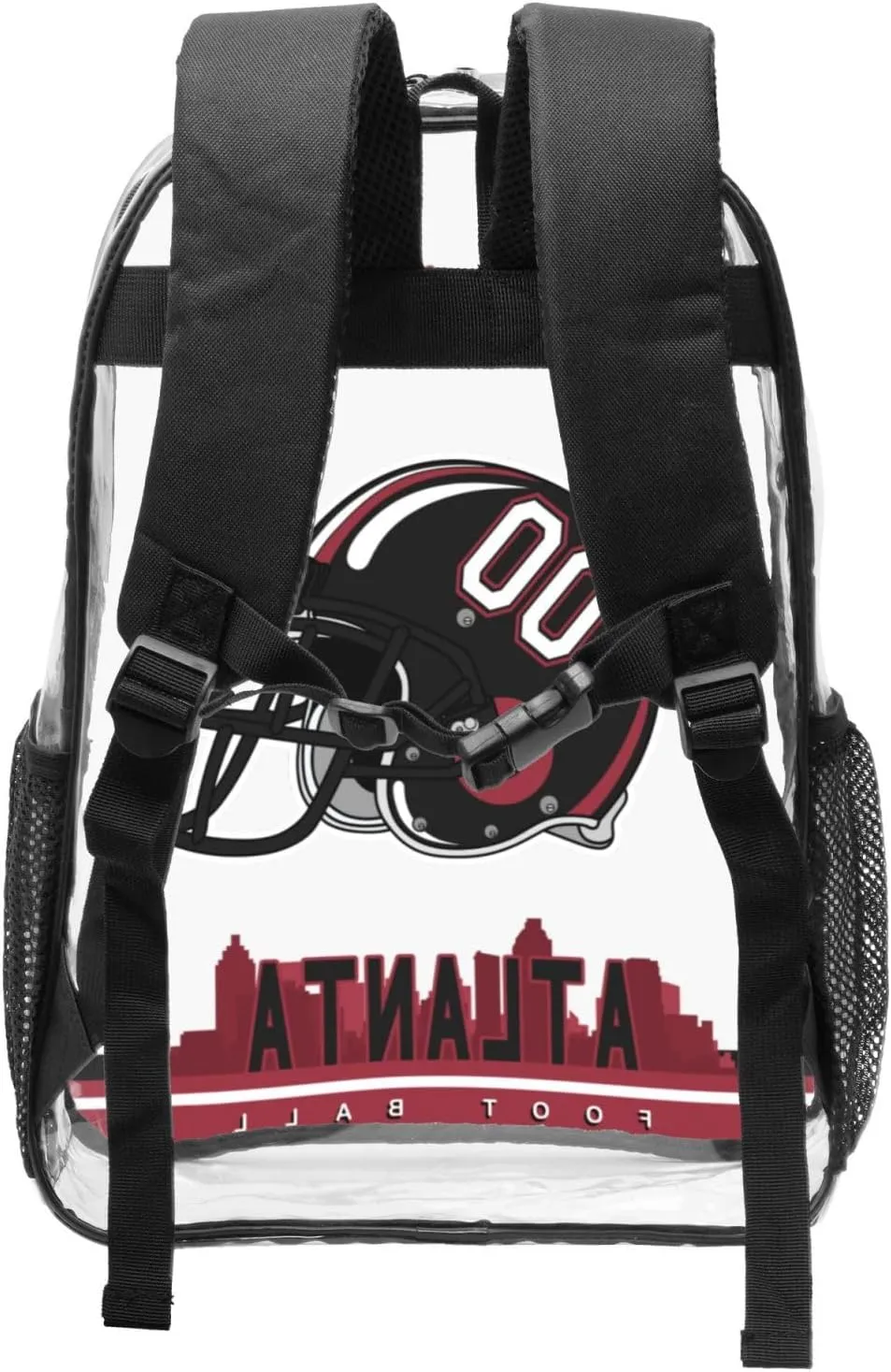 Custom Atlanta Backpack Personalized Clear Backpack With Name And Number，Large Capacity Transparent Laptop Bag Football Style Casual Daypack Gifts For Men Women Fans