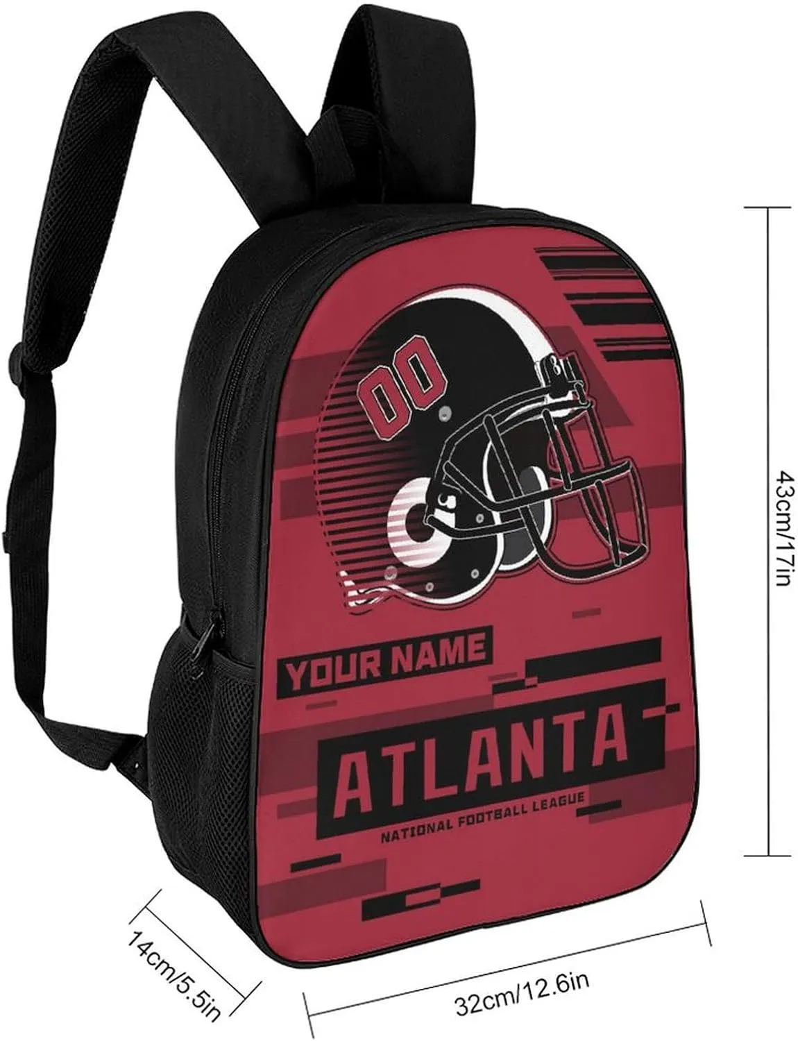 Custom Atlanta Backpack Personalized Name Number 17 Inch Laptop Shoulder Bag Fan Gift for Boy Girl Men Women