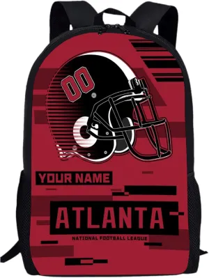 Custom Atlanta Backpack Personalized Name Number 17 Inch Laptop Shoulder Bag Fan Gift for Boy Girl Men Women
