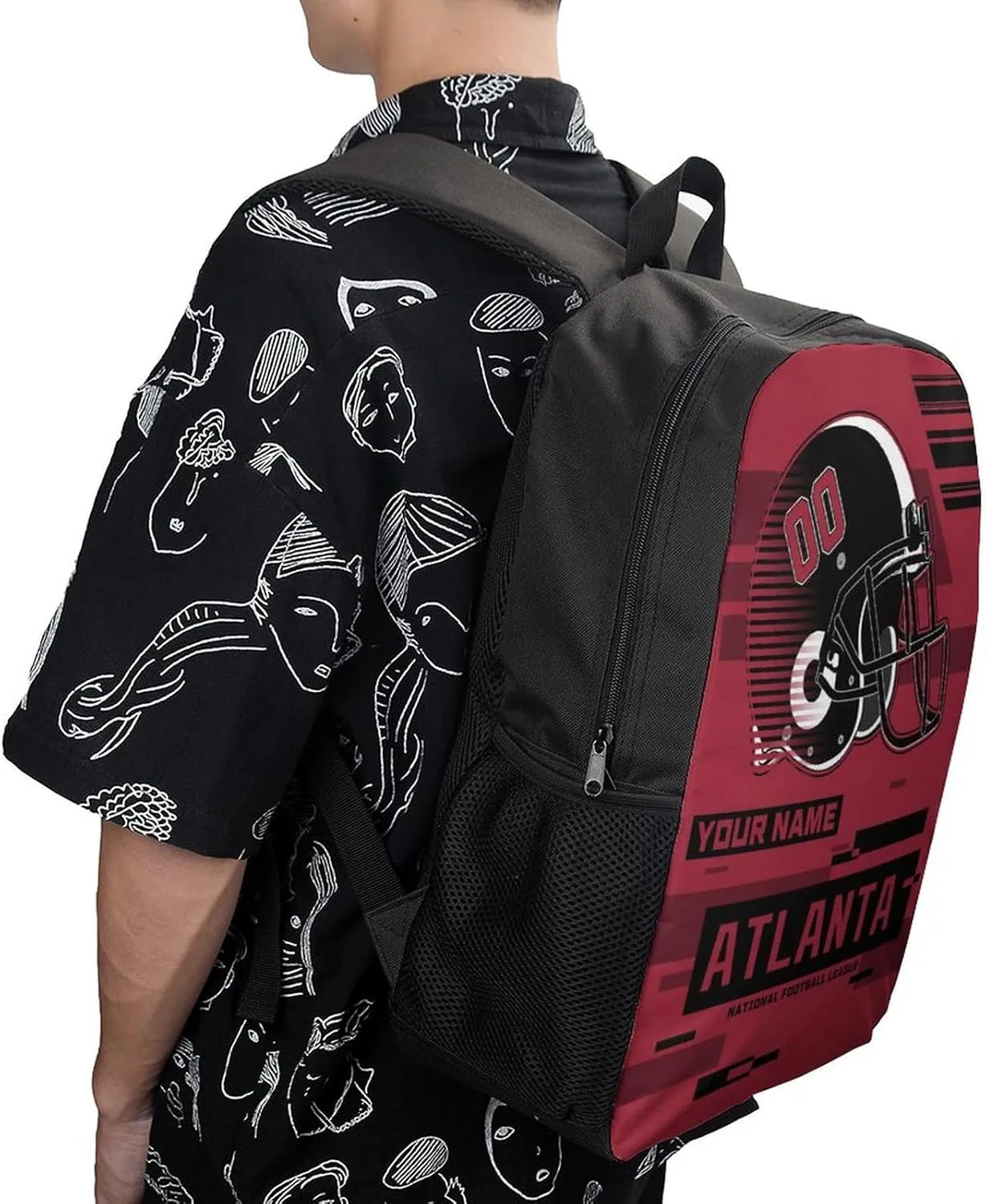 Custom Atlanta Backpack Personalized Name Number 17 Inch Laptop Shoulder Bag Fan Gift for Boy Girl Men Women