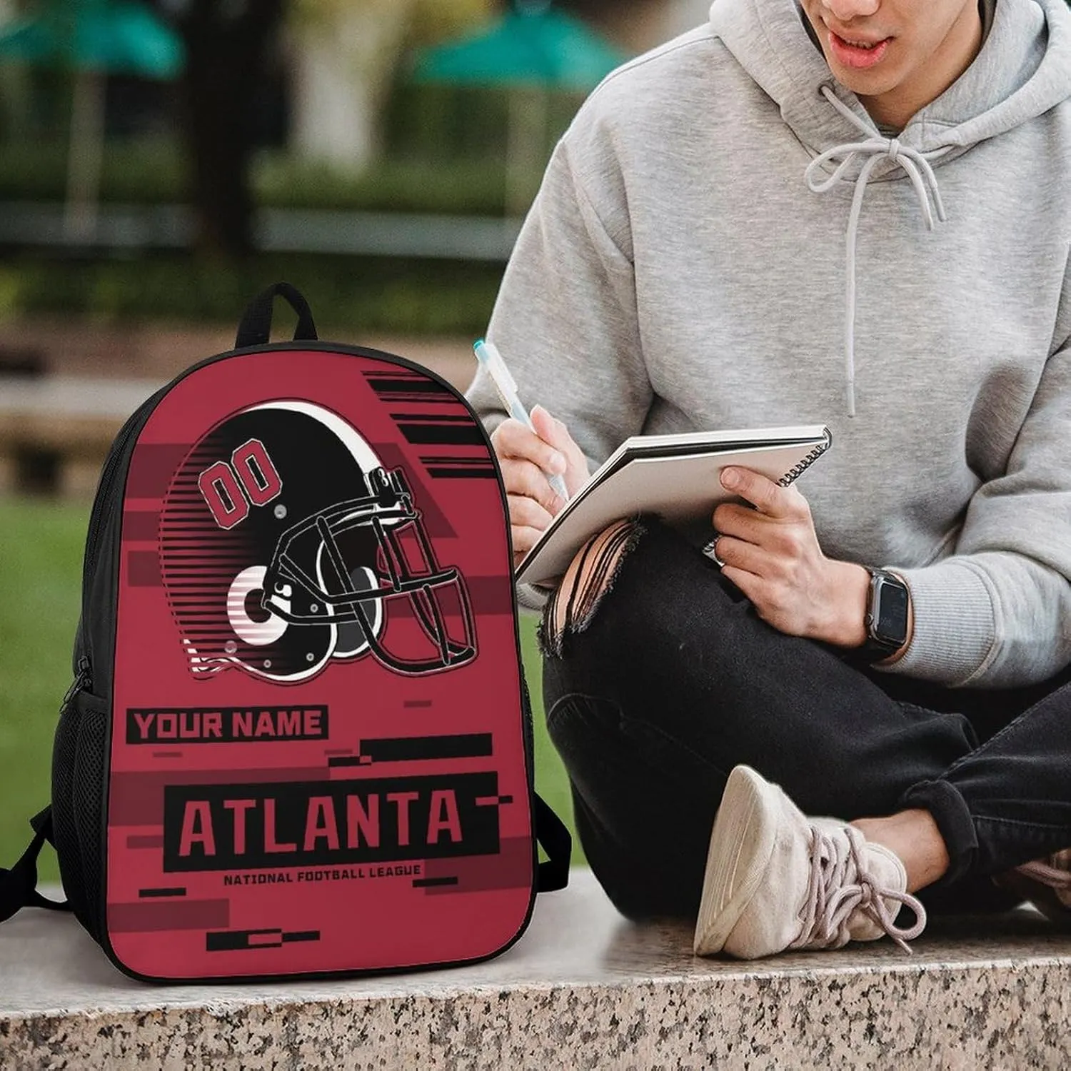 Custom Atlanta Backpack Personalized Name Number 17 Inch Laptop Shoulder Bag Fan Gift for Boy Girl Men Women