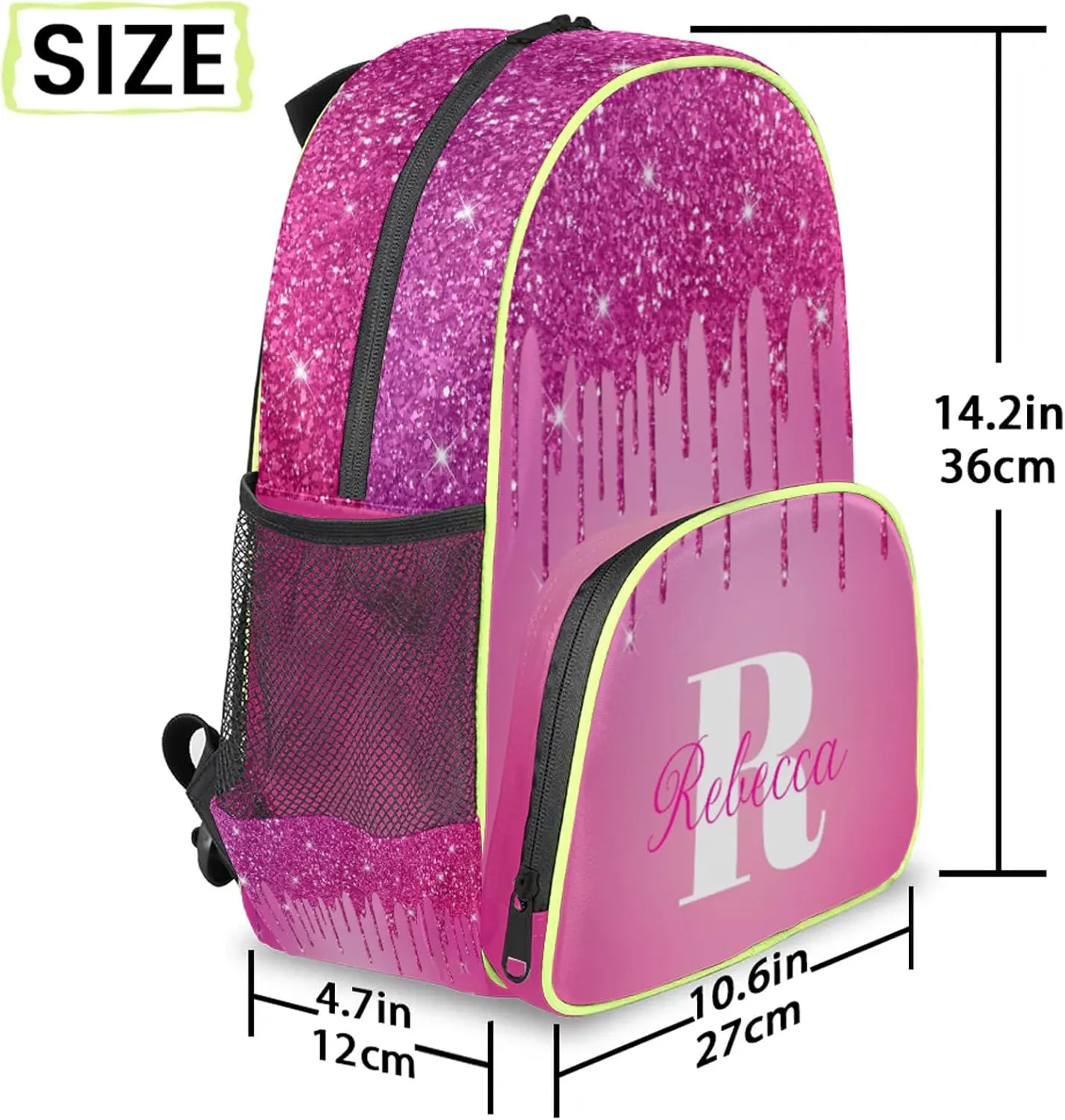 Custom Backpack with Initial & Name Personalized Small Shoulder Bag Waterproof Travel Casual Backpack with Chest Strap 14.2in, Berry