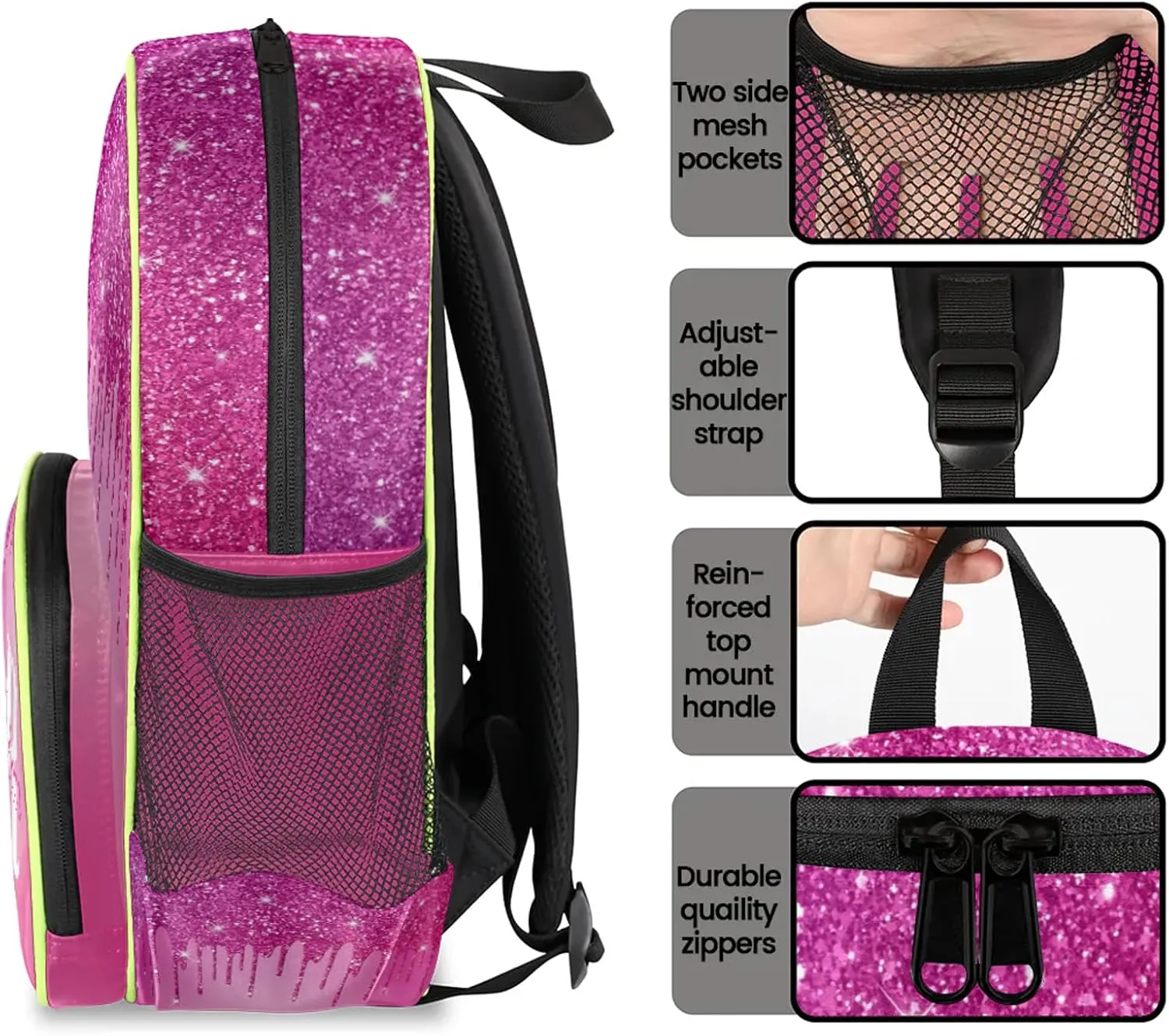 Custom Backpack with Initial & Name Personalized Small Shoulder Bag Waterproof Travel Casual Backpack with Chest Strap 14.2in, Berry