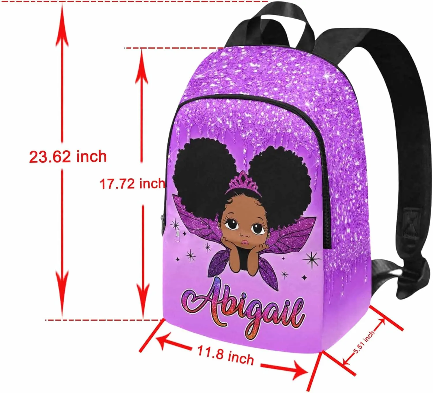 Custom Backpack with Name Purple Watercolor Background Butterfly Personalized Name School Backpack for Boys Girls, Customized Student Bookbag for Travel, Work and School Birthday School Season Gift
