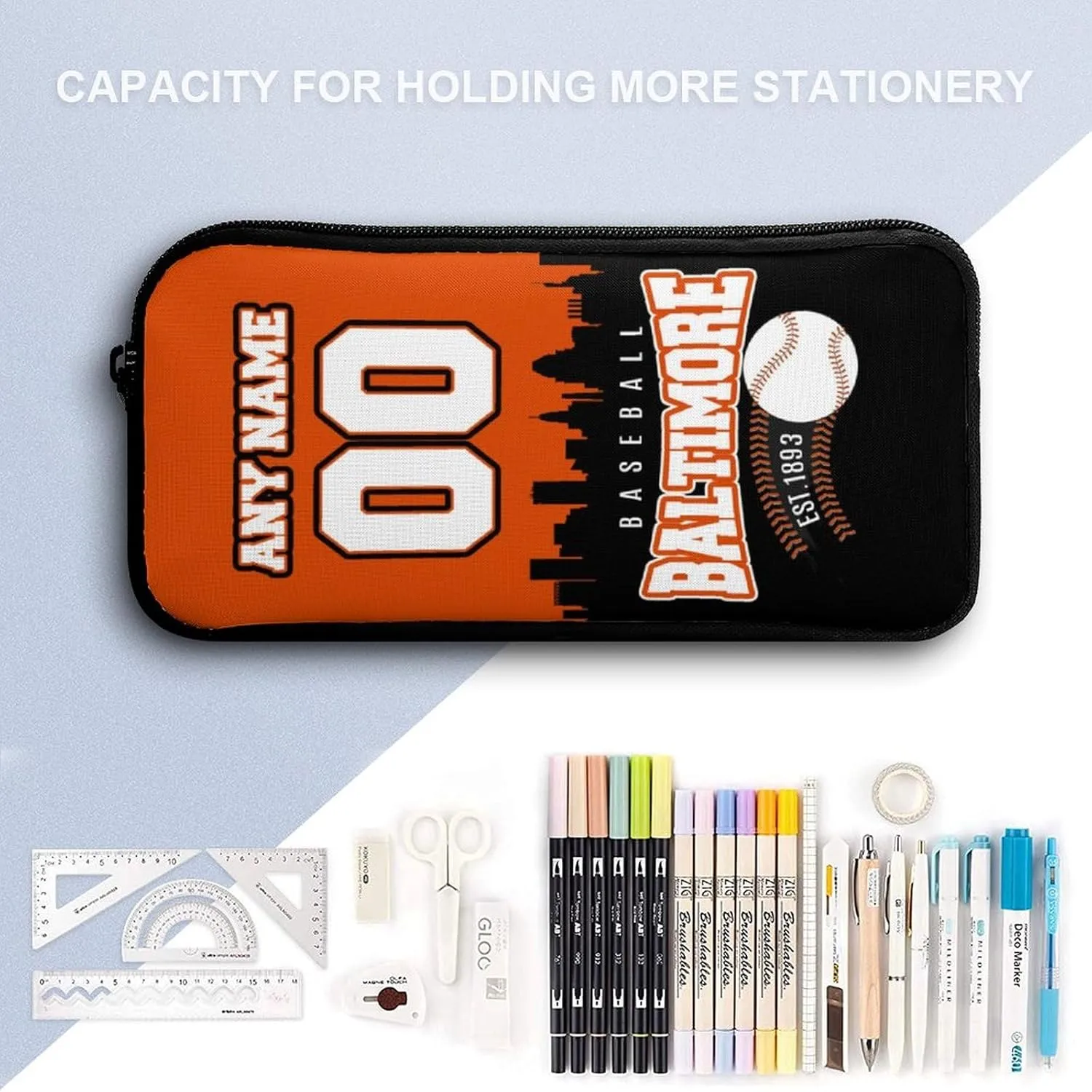 Custom Baltimore Backpack 3PCS 17 Inch Baseball Laptop Bag Lunch Bag Pencil Case Gifts for Boy Girl Men Women