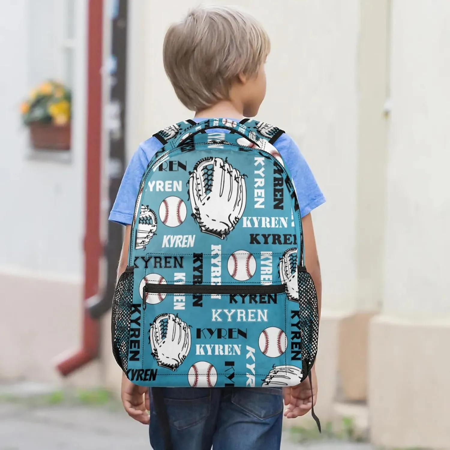 Custom Baseball Backpack for Men Women, Personalized Name Laptop Backpack, Sports Bag Lightweight Daypack for Travel Camping, Dark Blue