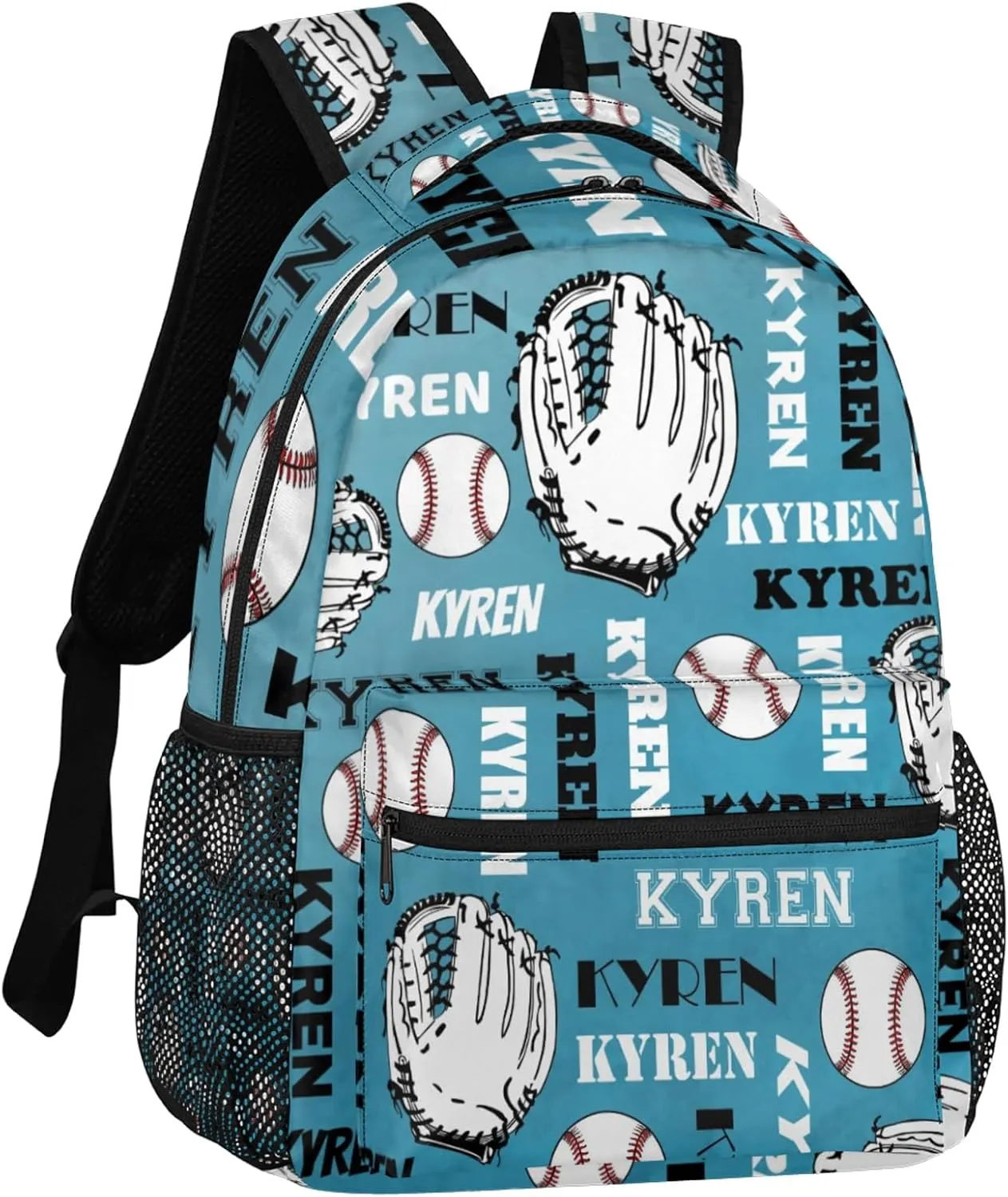 Custom Baseball Backpack for Men Women, Personalized Name Laptop Backpack, Sports Bag Lightweight Daypack for Travel Camping, Dark Blue