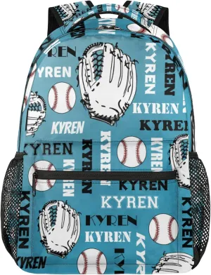 Custom Baseball Backpack for Men Women, Personalized Name Laptop Backpack, Sports Bag Lightweight Daypack for Travel Camping, Dark Blue