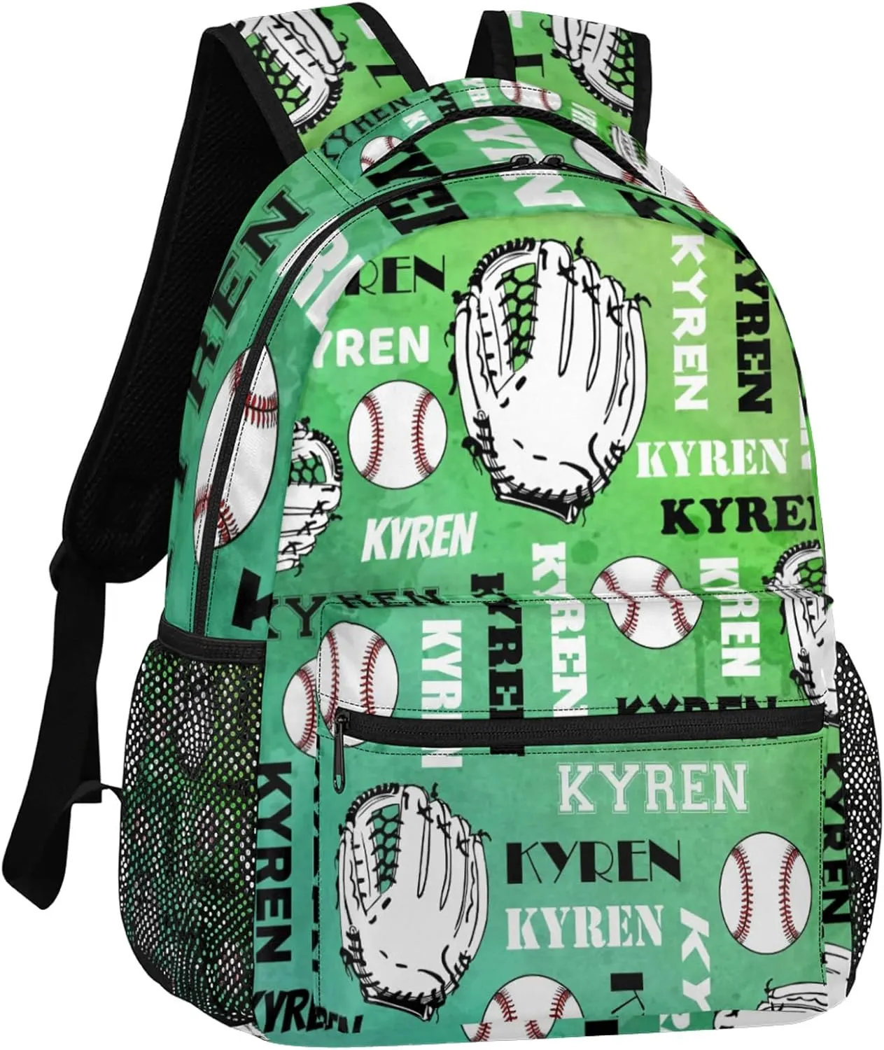 Custom Baseball Backpack for Men Women, Personalized Name Laptop Backpack, Sports Bag Lightweight Daypack for Travel Camping, Dark Green