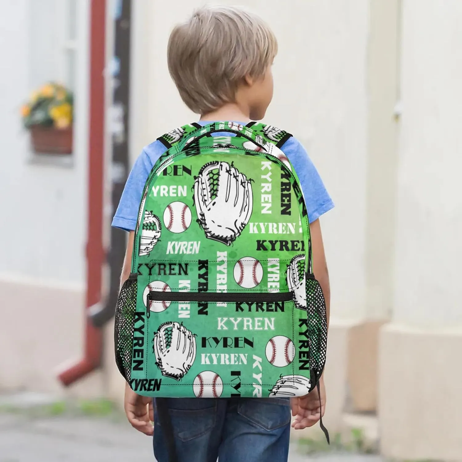 Custom Baseball Backpack for Men Women, Personalized Name Laptop Backpack, Sports Bag Lightweight Daypack for Travel Camping, Dark Green