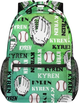 Custom Baseball Backpack for Men Women, Personalized Name Laptop Backpack, Sports Bag Lightweight Daypack for Travel Camping, Dark Green