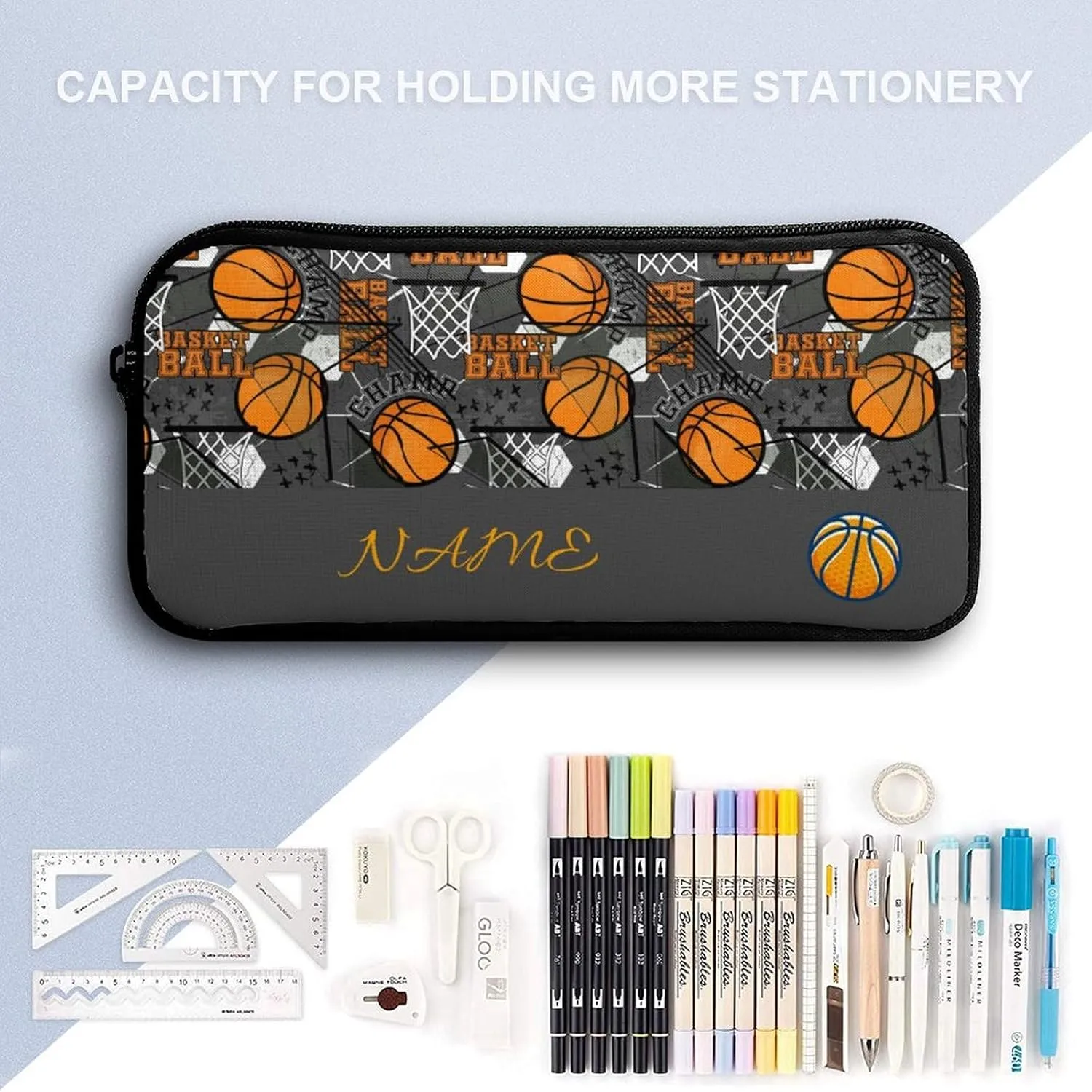 Custom Basketball Kids Backpack for Girls Boys Personalized Add Your Name 4Pcs School Bag with Lunch Bag Pencil Bag Water Bottle Customization Backpack Set