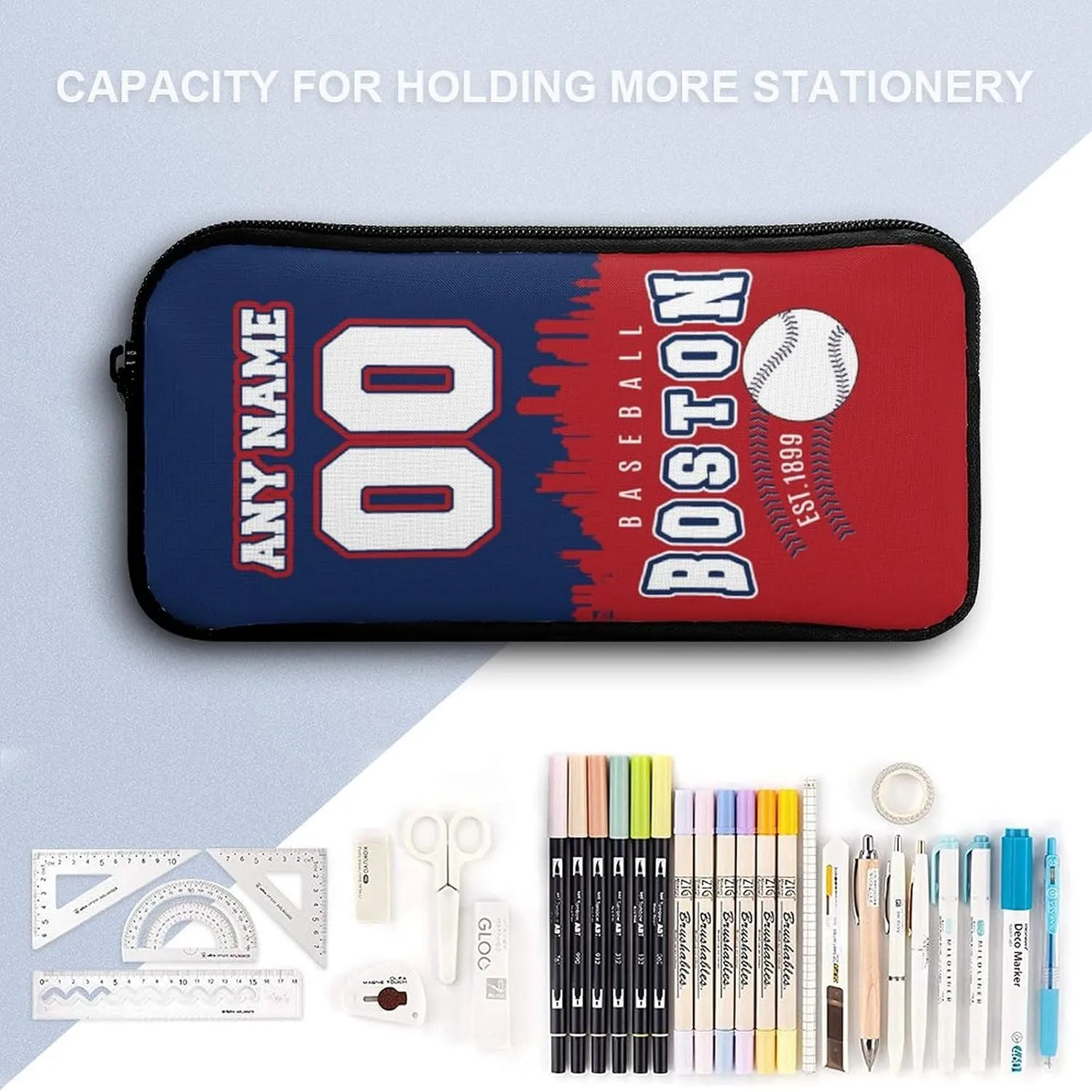 Custom Boston Backpack 3PCS 17 Inch Baseball Laptop Bag Lunch Bag Pencil Case Gifts for Boy Girl Men Women