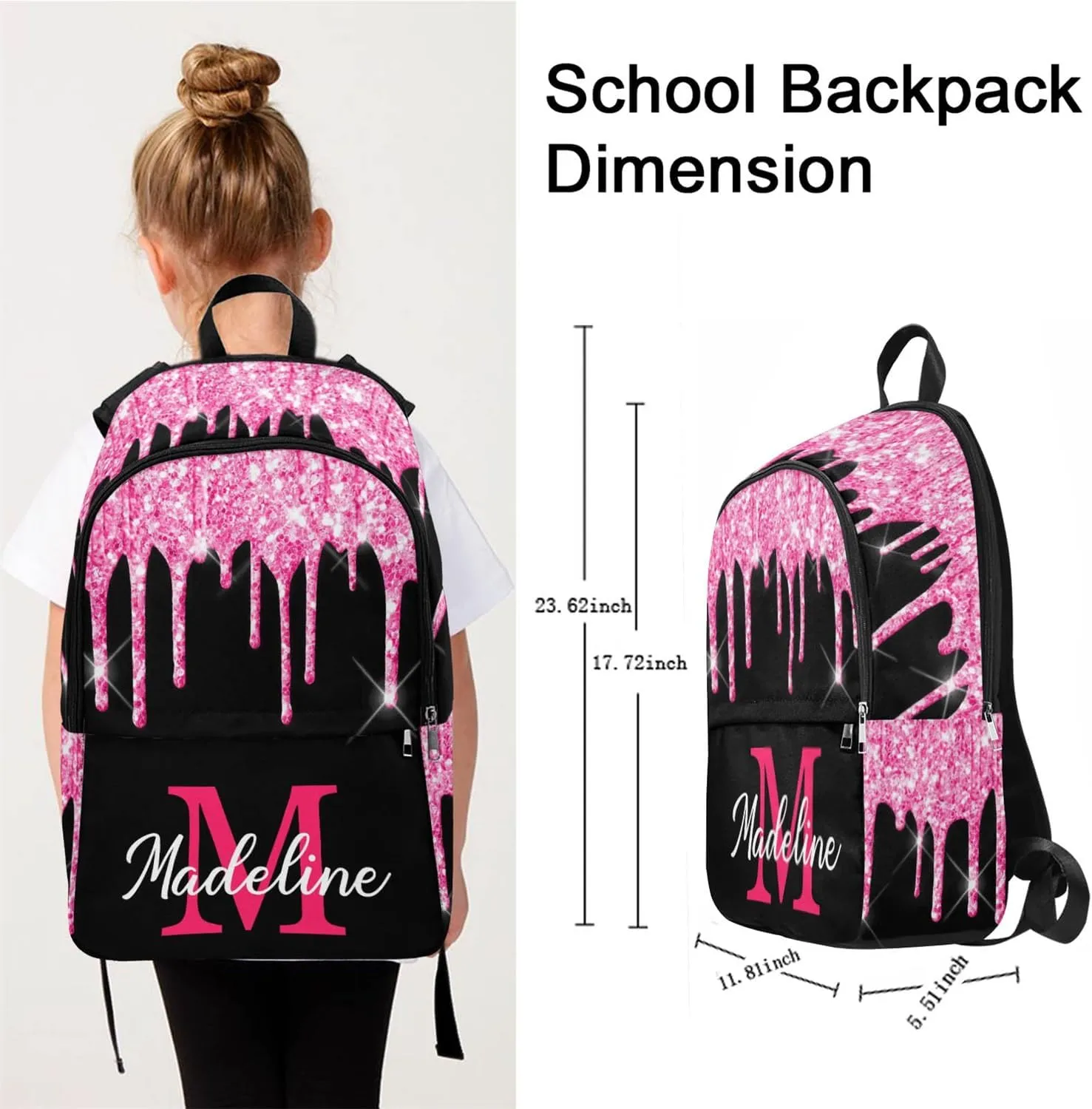 Custom Casual Unisex Bags Backpack with Name Multi Color Custom Backpack for Kids School Backpack for Girls for Back to School Camping Travel