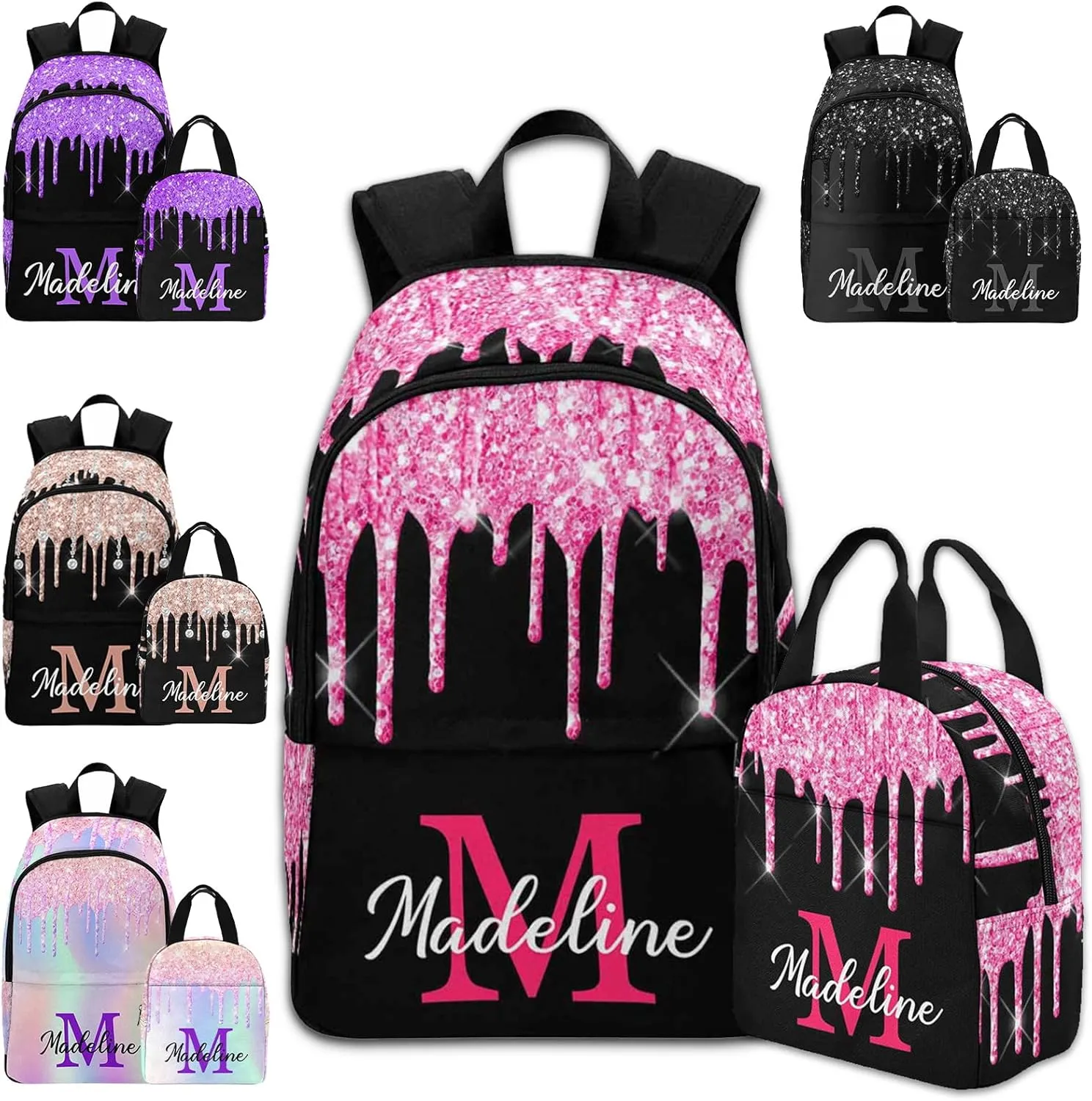 Custom Casual Unisex Bags Backpack with Name Multi Color Custom Backpack for Kids School Backpack for Girls for Back to School Camping Travel