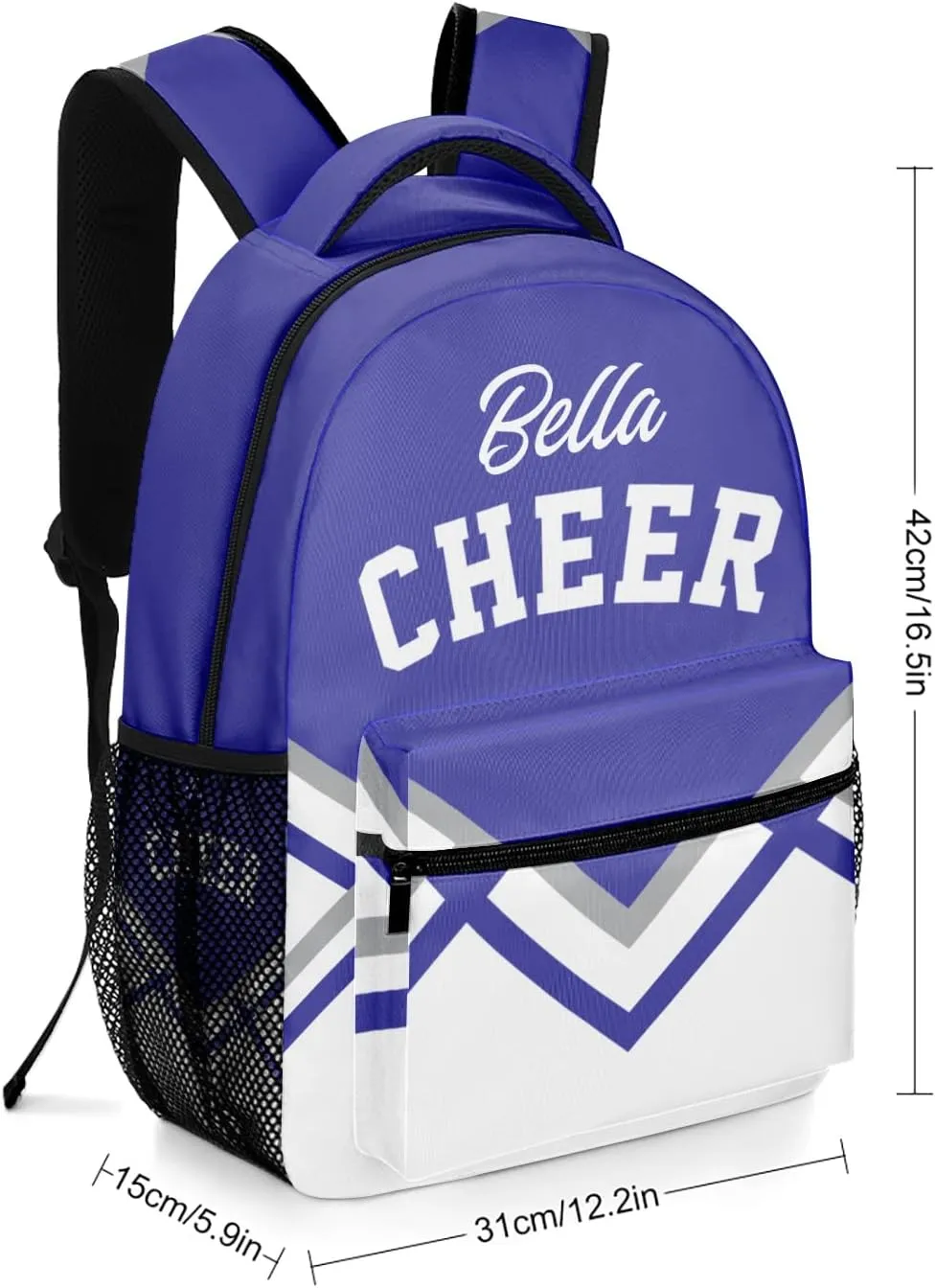 Custom Cheerleaders Blue White Backpack Personalized Name Causual Daypack for Sport Camping