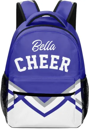 Custom Cheerleaders Blue White Backpack Personalized Name Causual Daypack for Sport Camping