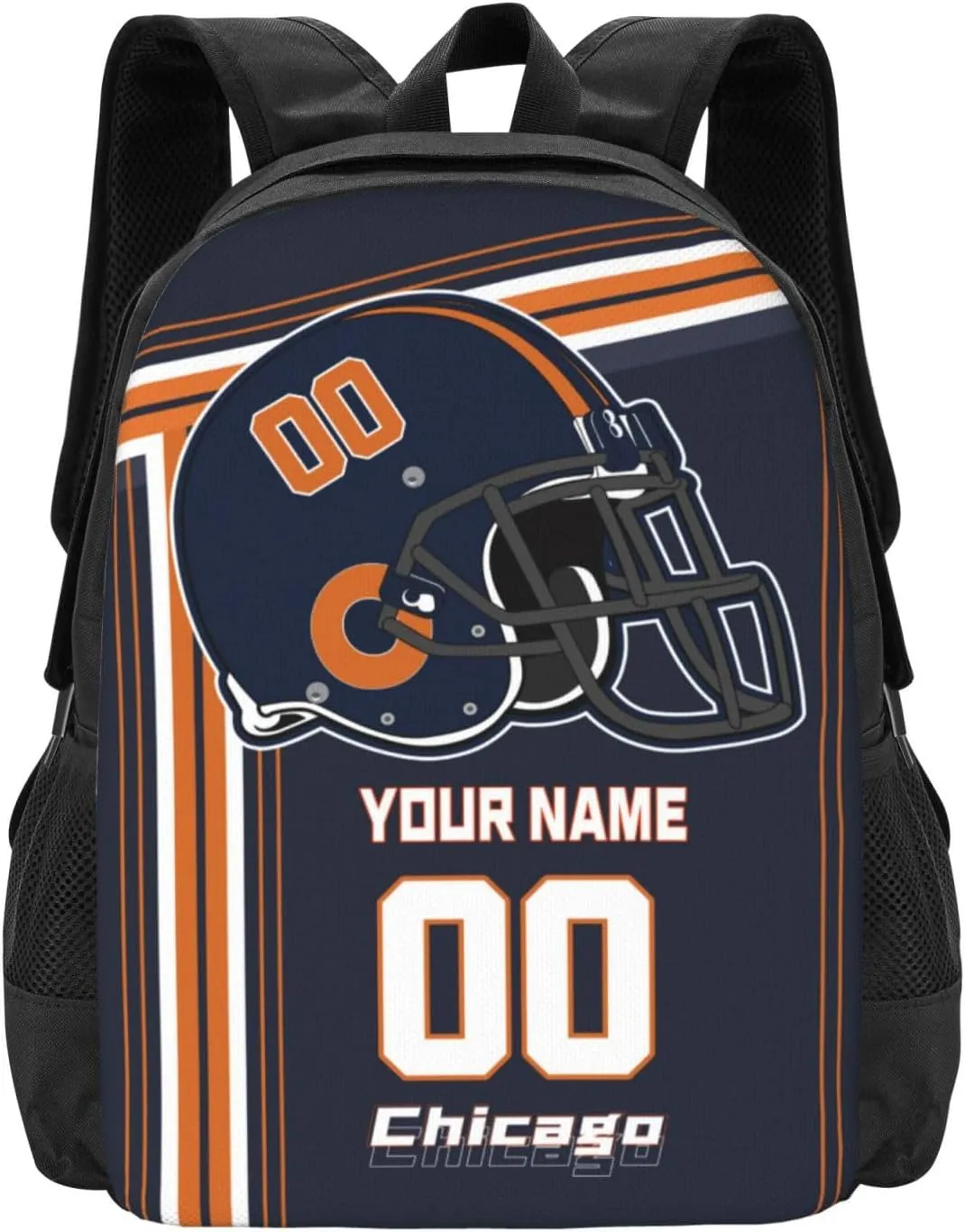 Custom Chicago Backpack Personalized Name Number, Customize High Capacity Bookbag 17 Inch Laptop Bag Travel Backpack Gifts for Men Women Boys
