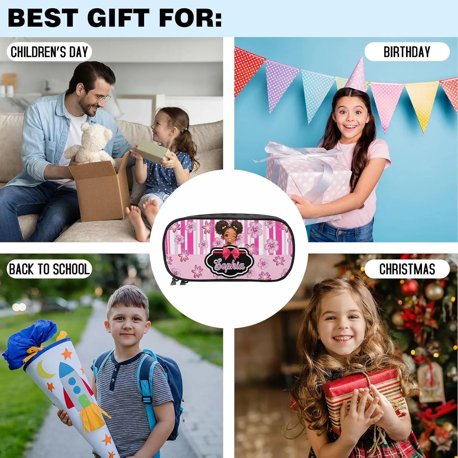 Custom Kids Backpack for Toddler Teen Girls Personalized School Backpack Daypacks with Name Customized Elementary BookBags School Bag for Students Back to School Gift for Daughter Niece Children