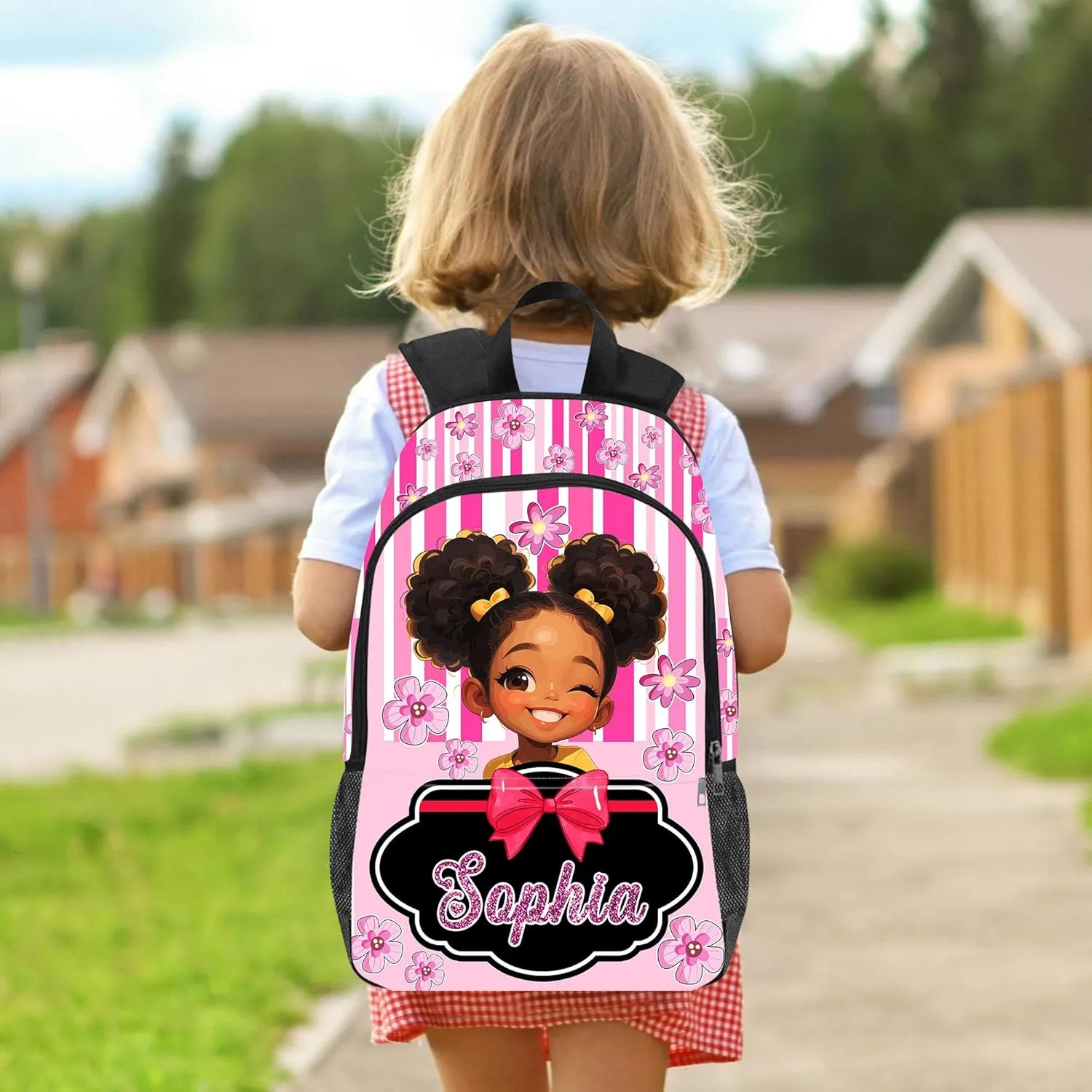 Custom Kids Backpack for Toddler Teen Girls Personalized School Backpack Daypacks with Name Customized Elementary BookBags School Bag for Students Back to School Gift for Daughter Niece Children