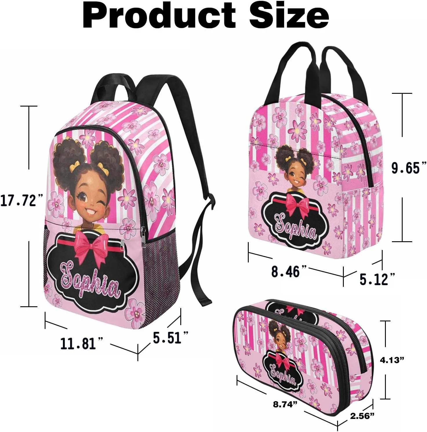 Custom Kids Backpack for Toddler Teen Girls Personalized School Backpack Daypacks with Name Customized Elementary BookBags School Bag for Students Back to School Gift for Daughter Niece Children