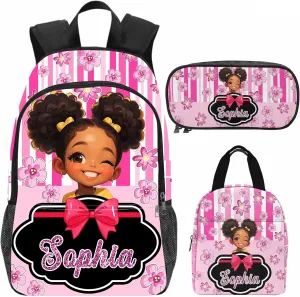 Custom Kids Backpack for Toddler Teen Girls Personalized School Backpack Daypacks with Name Customized Elementary BookBags School Bag for Students Back to School Gift for Daughter Niece Children