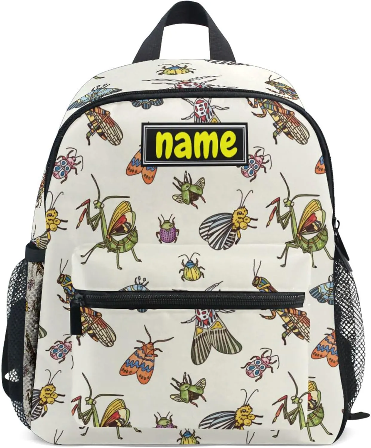 Custom Kid's Name Backpack, Butterfly Grasshoppers Bugs Insect Toddler Backpack for Daycare Travel Personalized Name Preschool Bookbags for Boys Girls