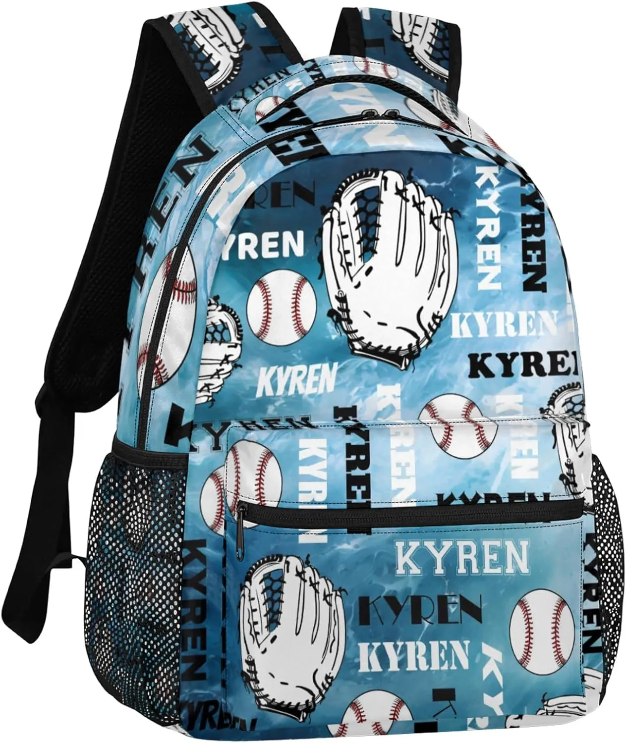 Custom Name Baseball Backpack for Men Women, Personalized Laptop Backpack with Name, Sports Bag Lightweight Daypack for Travel Camping, Blue Navy