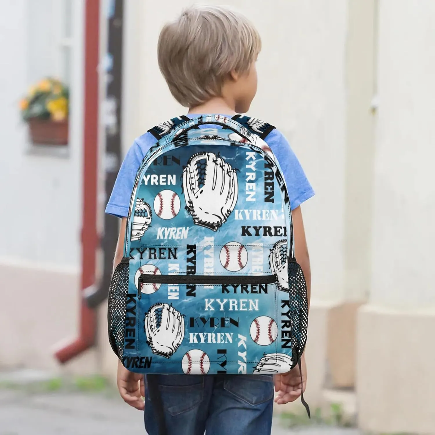 Custom Name Baseball Backpack for Men Women, Personalized Laptop Backpack with Name, Sports Bag Lightweight Daypack for Travel Camping, Blue Navy