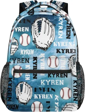 Custom Name Baseball Backpack for Men Women, Personalized Laptop Backpack with Name, Sports Bag Lightweight Daypack for Travel Camping, Blue Navy