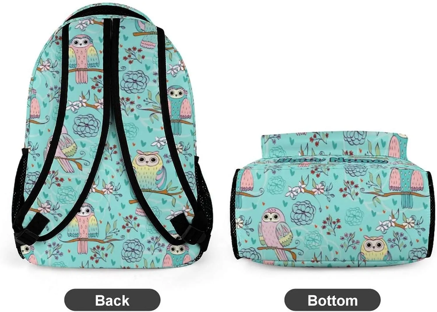 Custom Owl School Backpack for Kids Girls Boys, 16 Inch Cute Owls Themed Bookbag, Personalized School Backpack for Students Children, Lightweight, Large Capacity