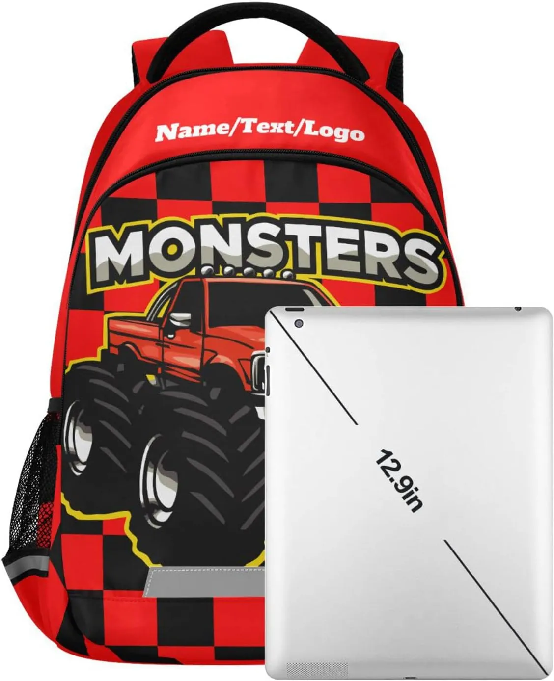 Custom Personalized Monster Truck Backpack for Boys Girls School Backpack Kids Backpack Bookbag Elementary School Bag