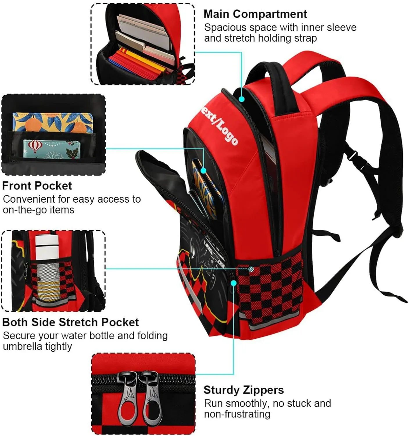 Custom Personalized Monster Truck Backpack for Boys Girls School Backpack Kids Backpack Bookbag Elementary School Bag