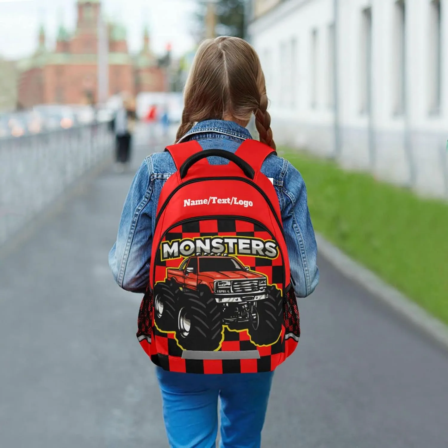 Custom Personalized Monster Truck Backpack for Boys Girls School Backpack Kids Backpack Bookbag Elementary School Bag