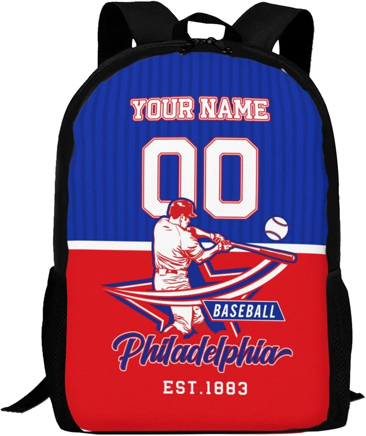 Custom Philadelphia Backpack Gift for Men Women Boys Girls, Personalized Name Number Shoulder Bag for School Travel Daypack