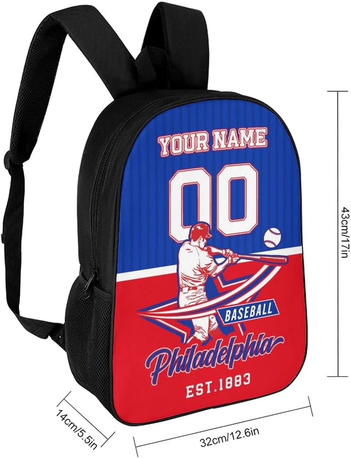 Custom Philadelphia Backpack Gift for Men Women Boys Girls, Personalized Name Number Shoulder Bag for School Travel Daypack
