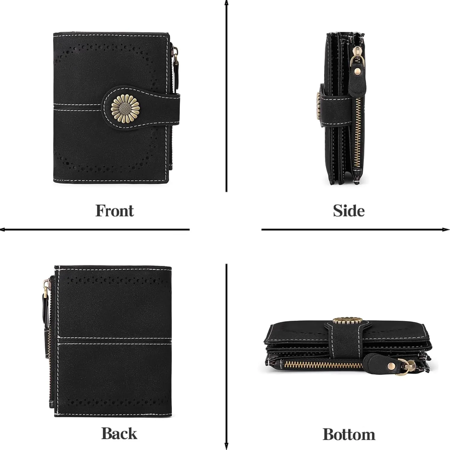 Custom Small Wallet,Engraved Name Wallets with RFID Blocking Clutch Purse Bifold Credit Card Holder for Women (Genuine Leather, Frosted-Starry Black)