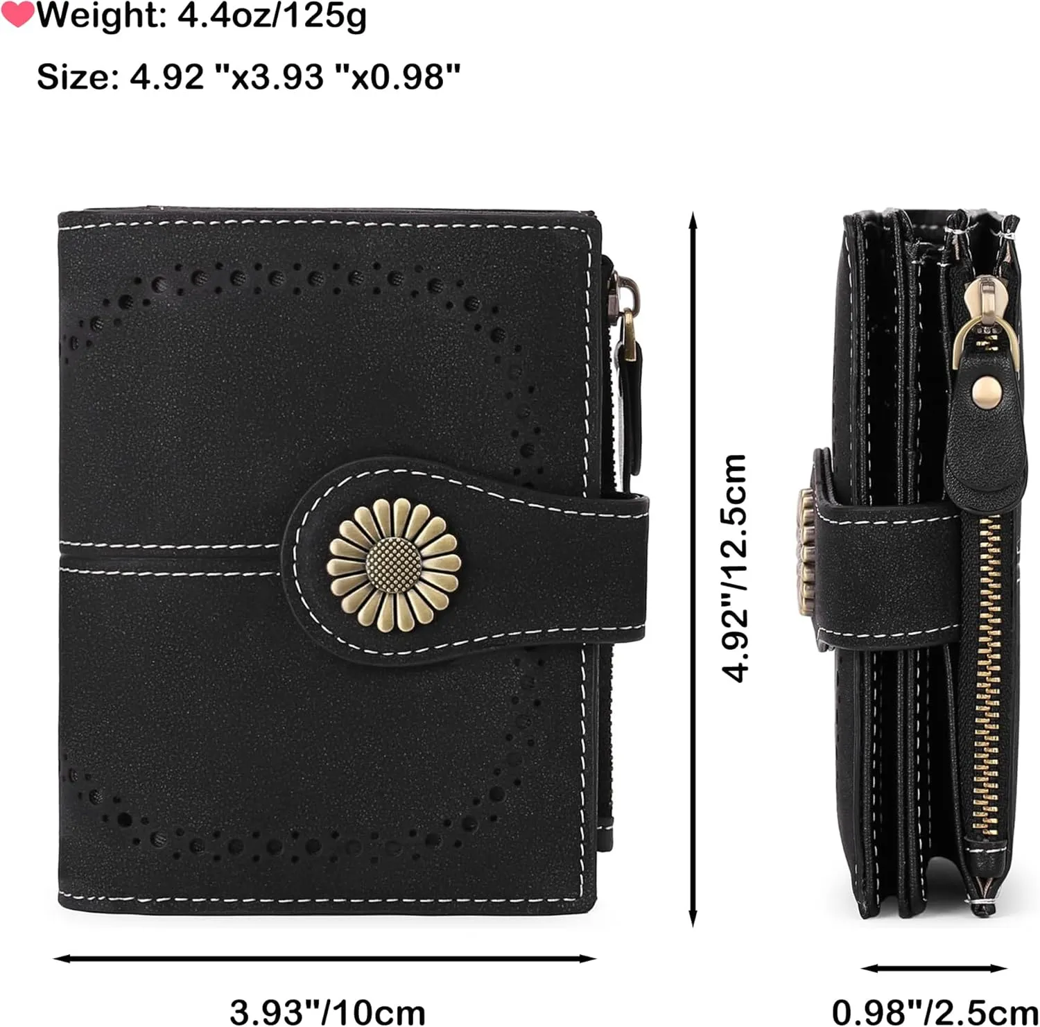 Custom Small Wallet,Engraved Name Wallets with RFID Blocking Clutch Purse Bifold Credit Card Holder for Women (Genuine Leather, Frosted-Starry Black)