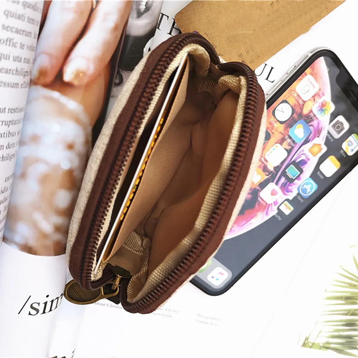 Cut Change Pouch Zipper Coin Purse Zipper Pocket Size Pouch Change Wallet Kawai Print Pattern (Cute Cat)