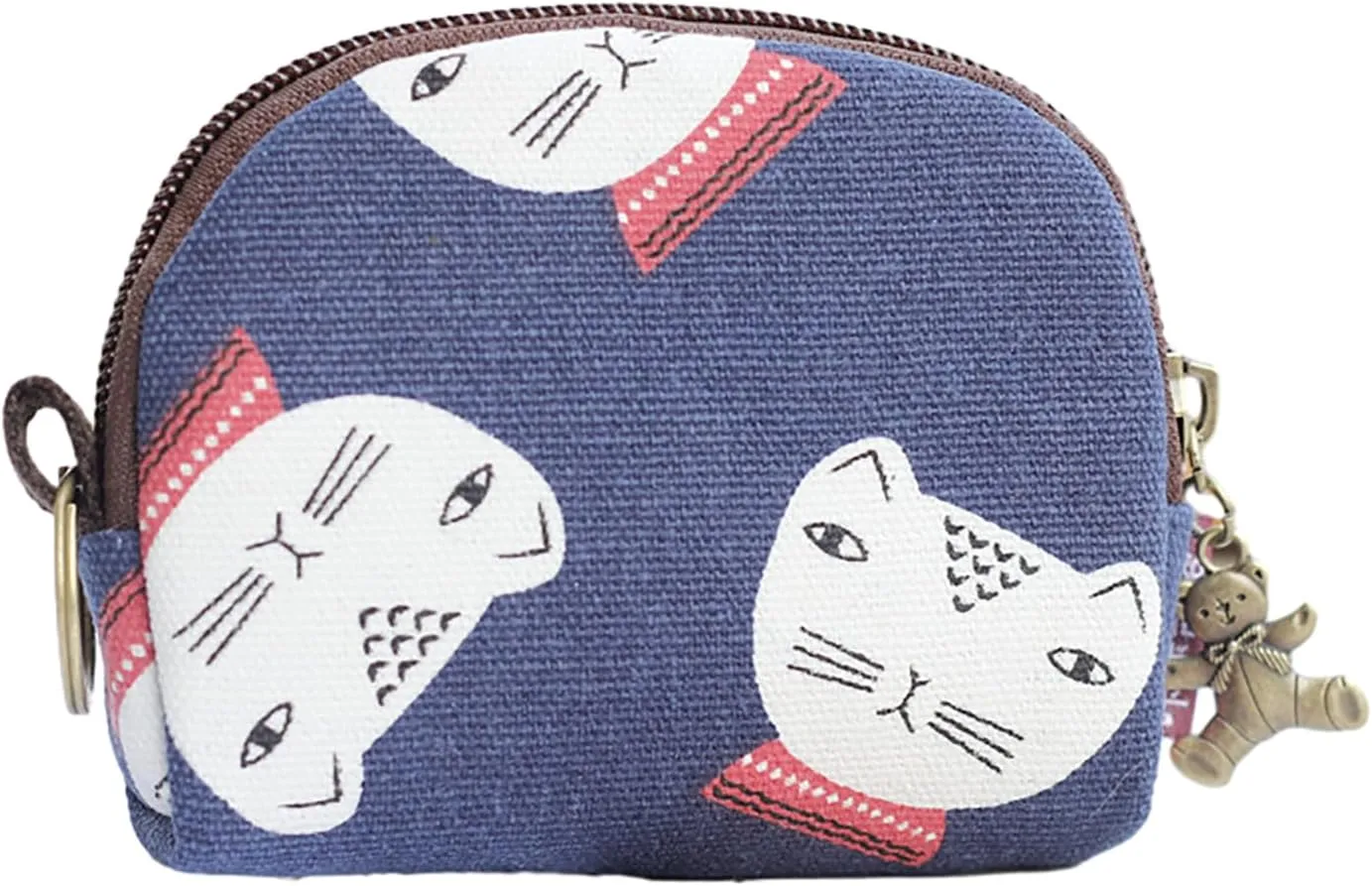 Cut Change Pouch Zipper Coin Purse Zipper Pocket Size Pouch Change Wallet Kawai Print Pattern (Cute Cat)