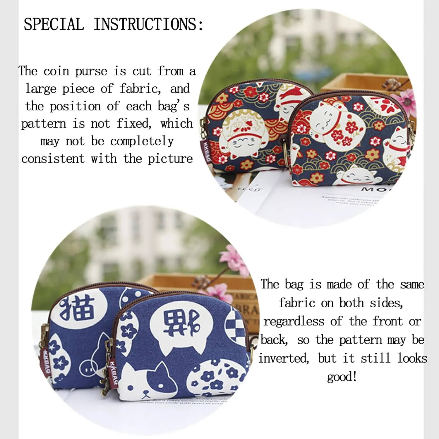 Cut Change Pouch Zipper Coin Purse Zipper Pocket Size Pouch Change Wallet Kawai Print Pattern (Cute Cat)