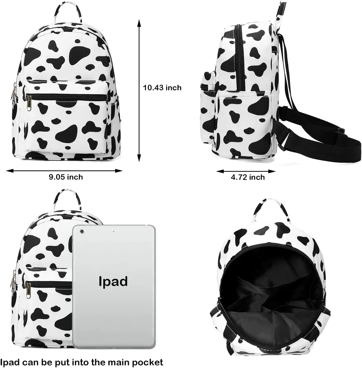 Cute 10 inch mini pack bag backpack for grils children and adult (Cow Print)