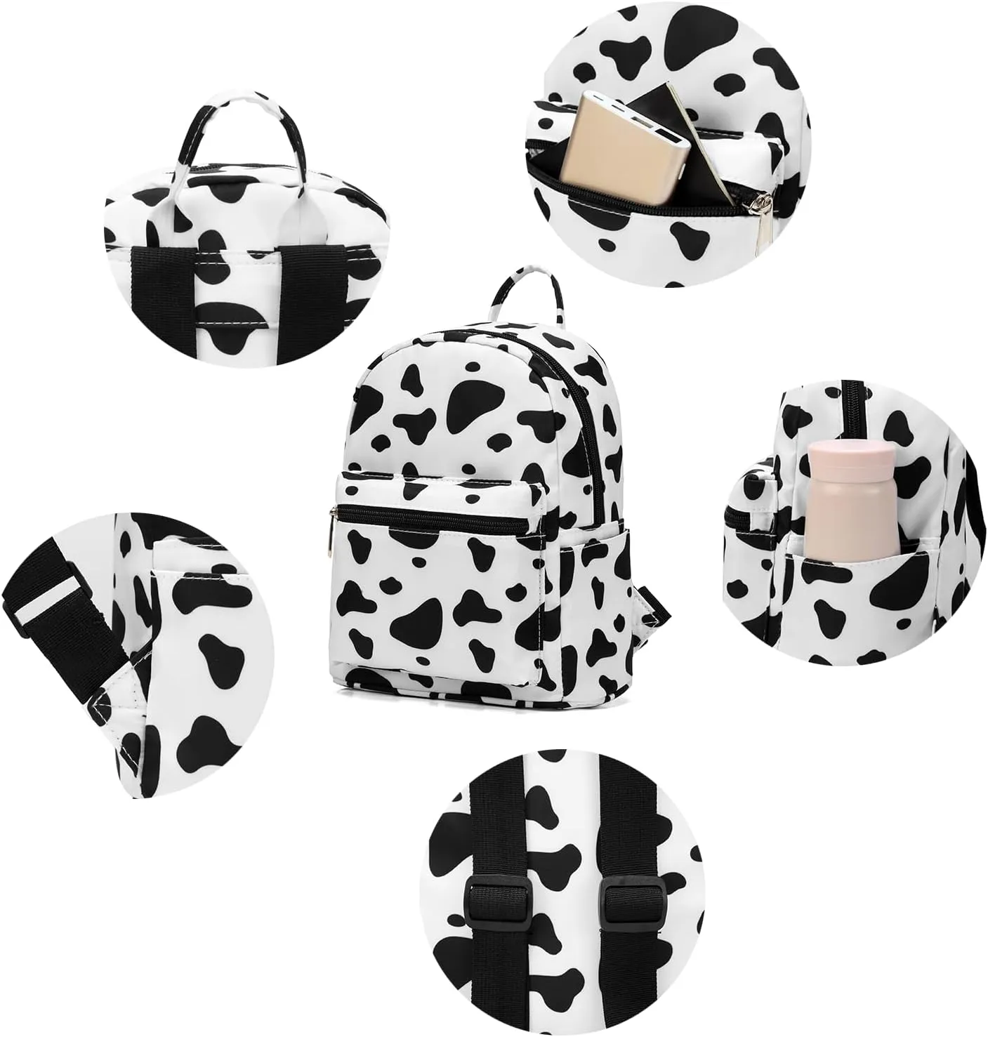 Cute 10 inch mini pack bag backpack for grils children and adult (Cow Print)