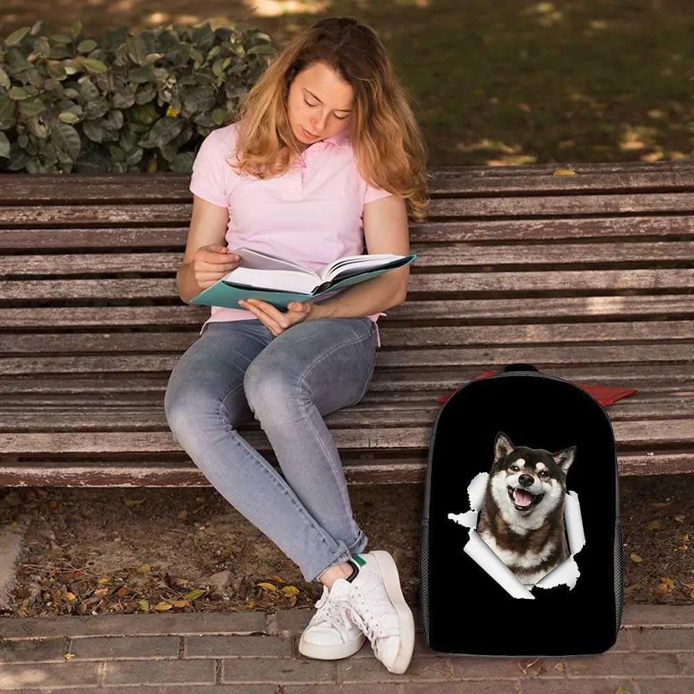Cute Australian Shepherd Australian Cattle Dog Backpack Daypack Lovely Dog Print Bookbag Laptop Bag For Work Travel Hiking 17 Inch Black Lightweight