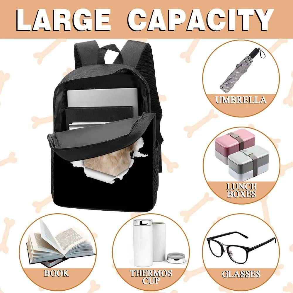Cute Australian Shepherd Australian Cattle Dog Backpack Daypack Lovely Dog Print Bookbag Laptop Bag For Work Travel Hiking 17 Inch Black Lightweight