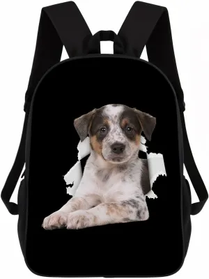 Cute Australian Shepherd Australian Cattle Dog Backpack Daypack Lovely Dog Print Bookbag Laptop Bag For Work Travel Hiking 17 Inch Black Lightweight