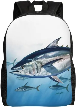 Cute Backpack Waterproof Lightweight Casual Daypack Bluefin Tuna Thunnus Travel Laptop Bag For Women Men