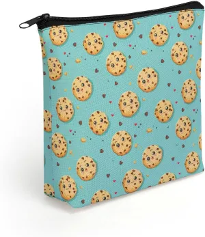 Cute Biscuit with Chocolate Chips Makeup Bag Print Cosmetic Bags Purse Organizer Pouch for Women Men